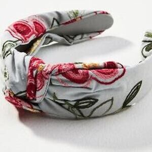 EVERLY x ANTHRO NWT Floral Brocade Knot Headband Light Blue Petal Pink Green